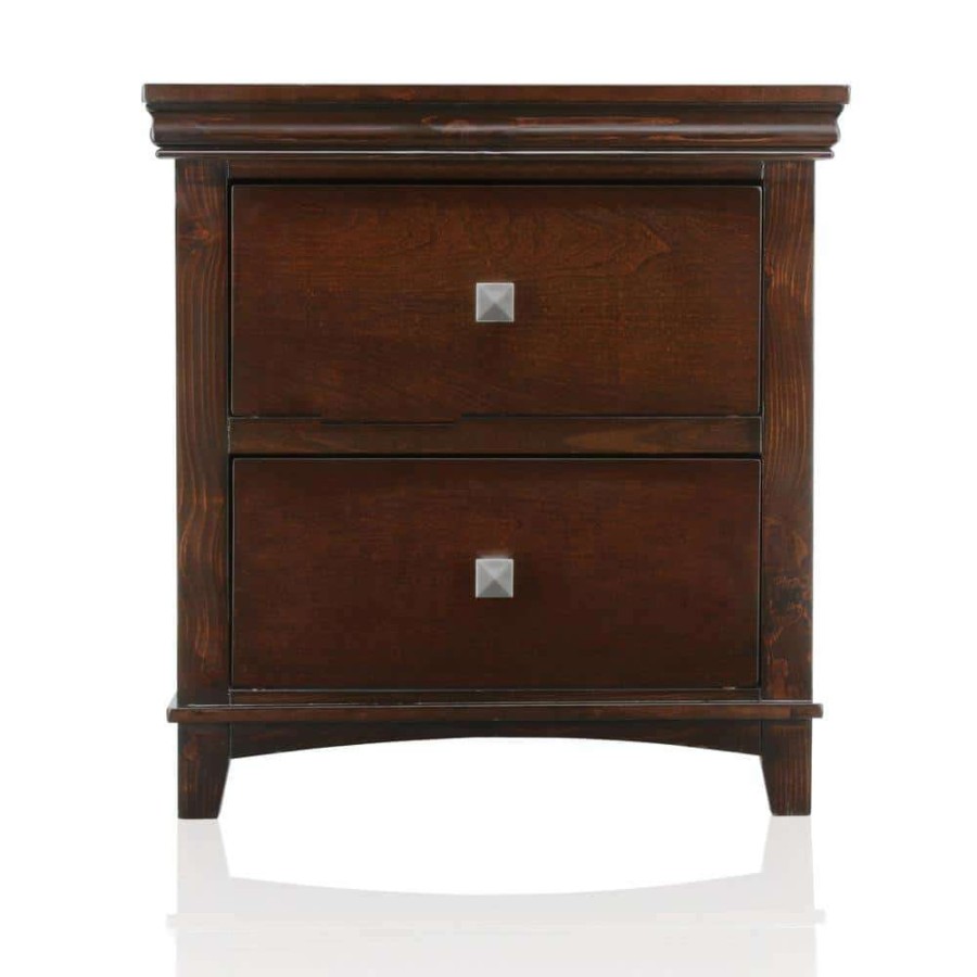 Bedroom Furniture * | Chandler 2-Drawer Cherry Nightstand By Furniture Of America