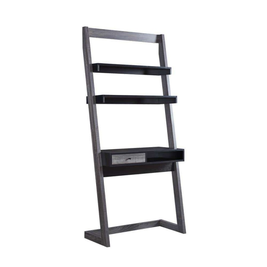 Home Office Furniture * | Kurtis 34 In. Rectangular Black With Shelf 1-Drawer Ladder Desk By Furniture Of America