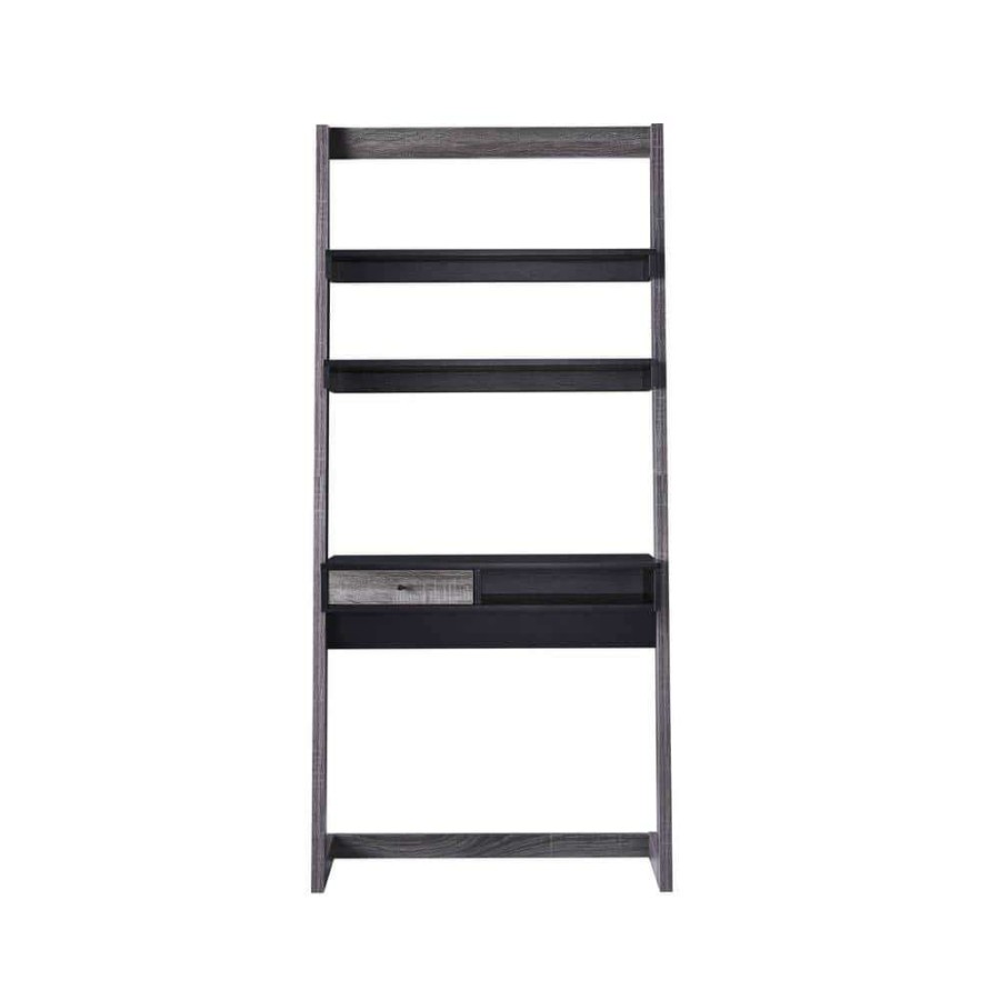 Home Office Furniture * | Kurtis 34 In. Rectangular Black With Shelf 1-Drawer Ladder Desk By Furniture Of America