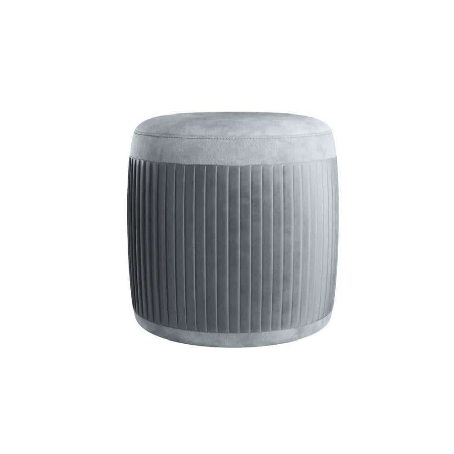 Living Room Furniture * | Holtman Gray Round Ottoman By Furniture Of America