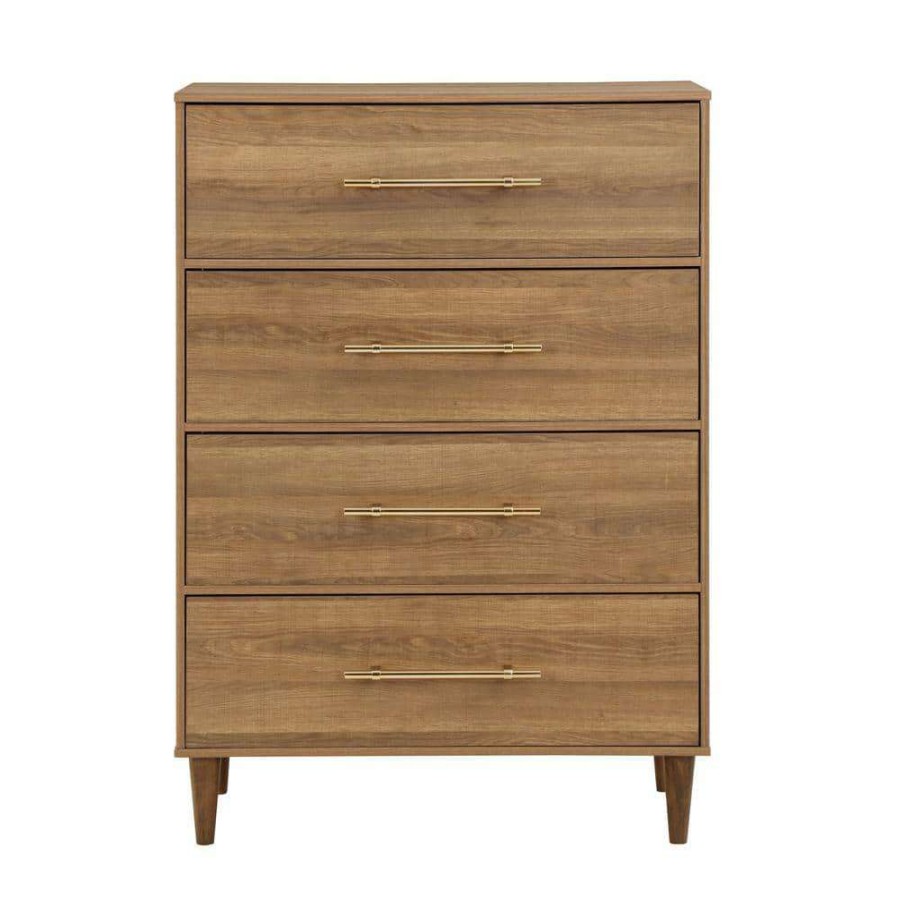 Bedroom Furniture * | Roseville 4-Drawer Light Oak Chest Of Drawers (48 In. H X 34 In. W X 17 In. D) By Furniture Of America