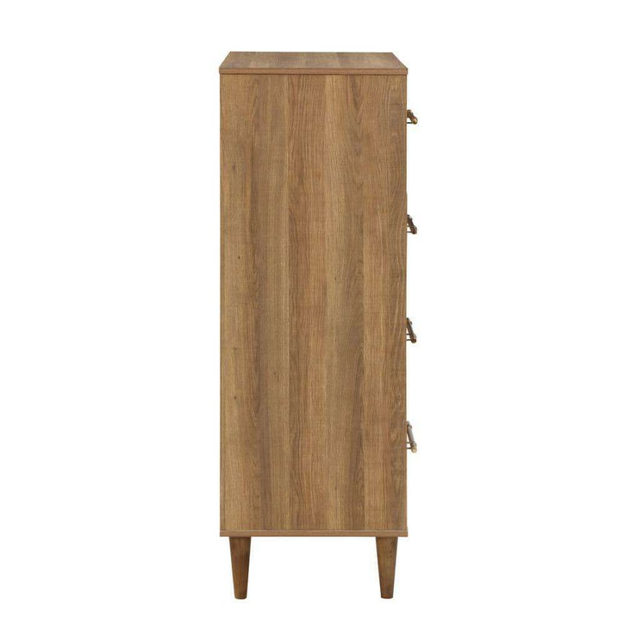 Bedroom Furniture * | Roseville 4-Drawer Light Oak Chest Of Drawers (48 In. H X 34 In. W X 17 In. D) By Furniture Of America