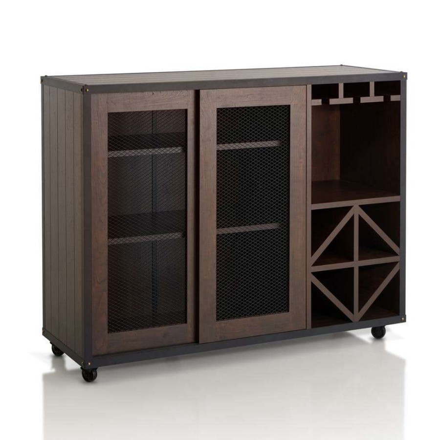 Kitchen & Dining Room Furniture * | Blisston Walnut Buffet With Adjustable Shelf By Furniture Of America