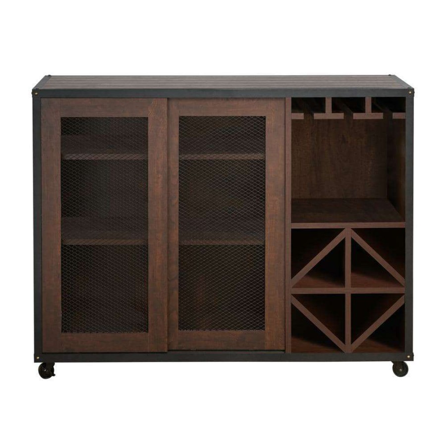 Kitchen & Dining Room Furniture * | Blisston Walnut Buffet With Adjustable Shelf By Furniture Of America