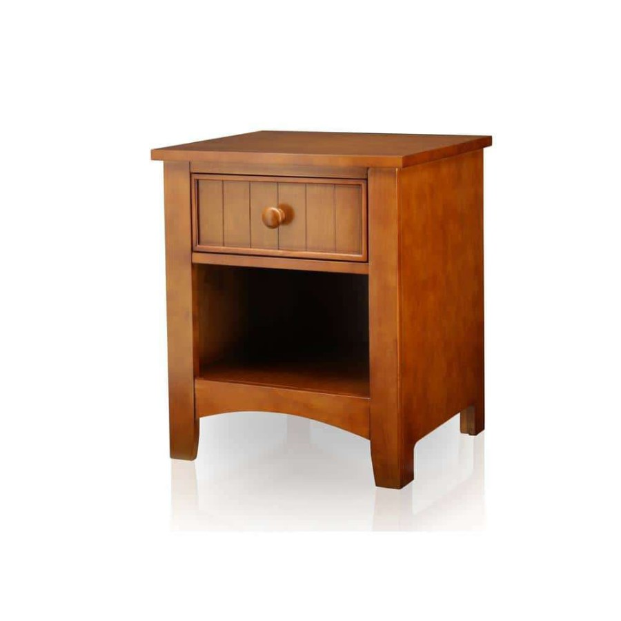 Bedroom Furniture * | Eavan 1-Drawer Oak Nightstand By Furniture Of America