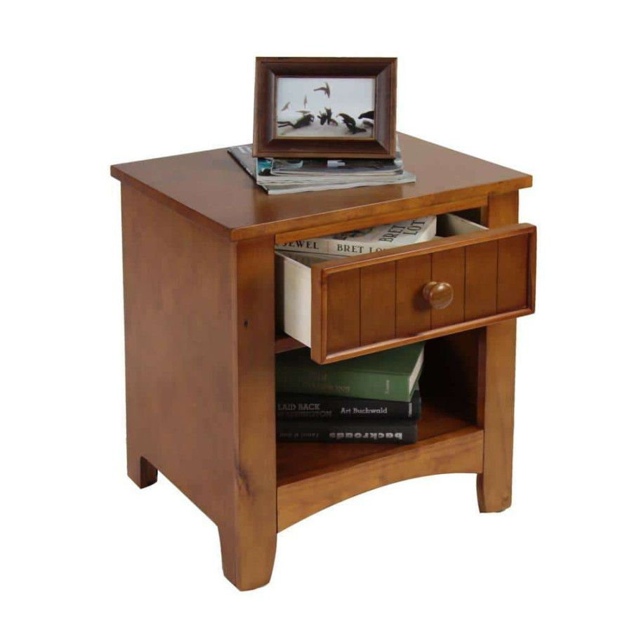 Bedroom Furniture * | Eavan 1-Drawer Oak Nightstand By Furniture Of America