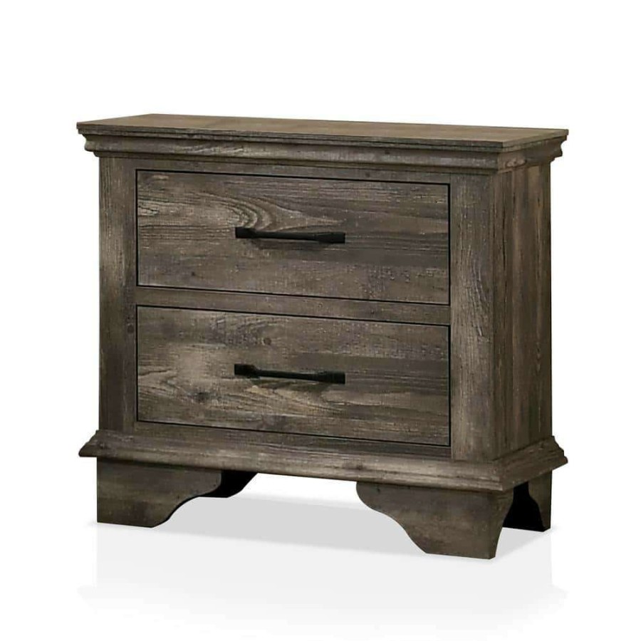 Bedroom Furniture * | Ragena 2-Drawer Gray Nightstand (26 In. H X 27.88 In. W X 16.38 In. D) By Furniture Of America