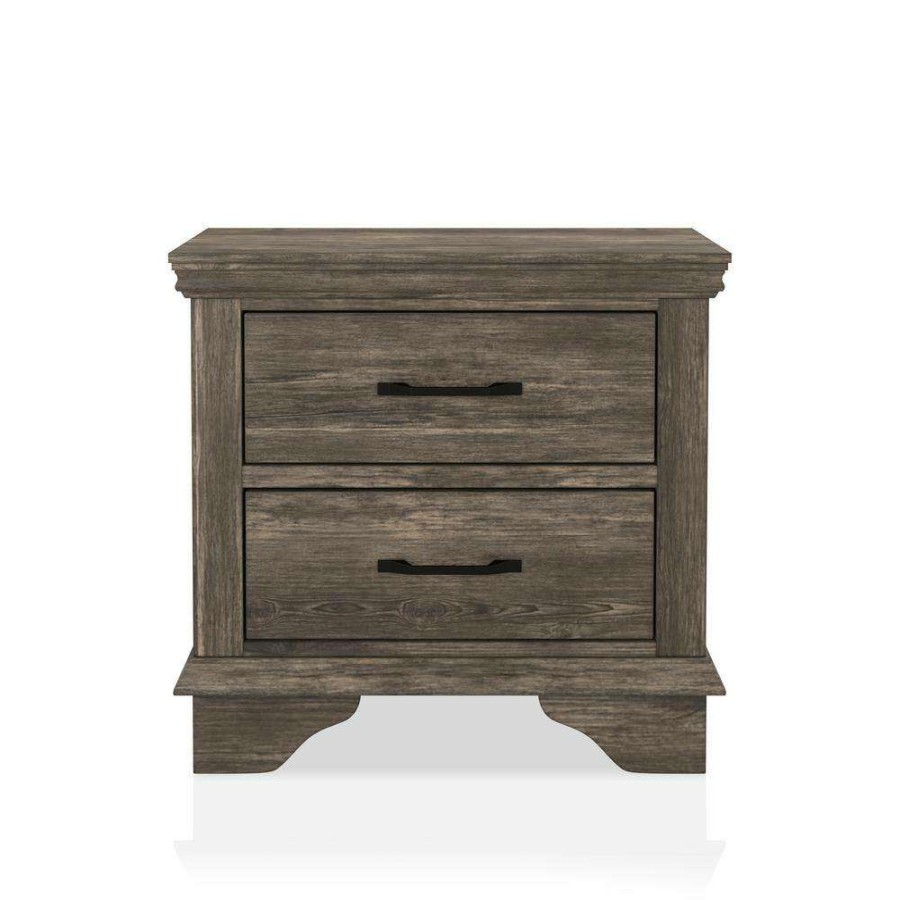 Bedroom Furniture * | Ragena 2-Drawer Gray Nightstand (26 In. H X 27.88 In. W X 16.38 In. D) By Furniture Of America