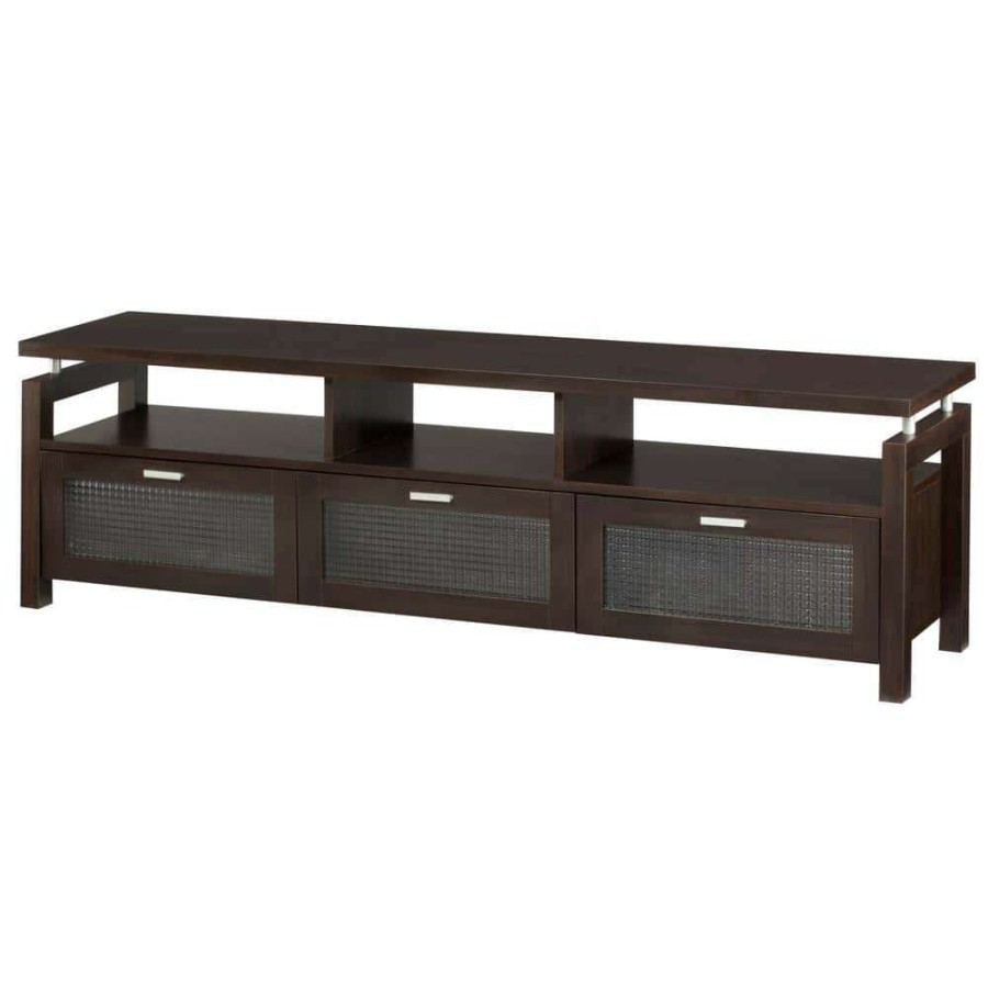 Living Room Furniture * | Chence 71 In. Espresso Particle Board Tv Stand Fits Tvs Up To 80 In. With Storage Doors By Furniture Of America