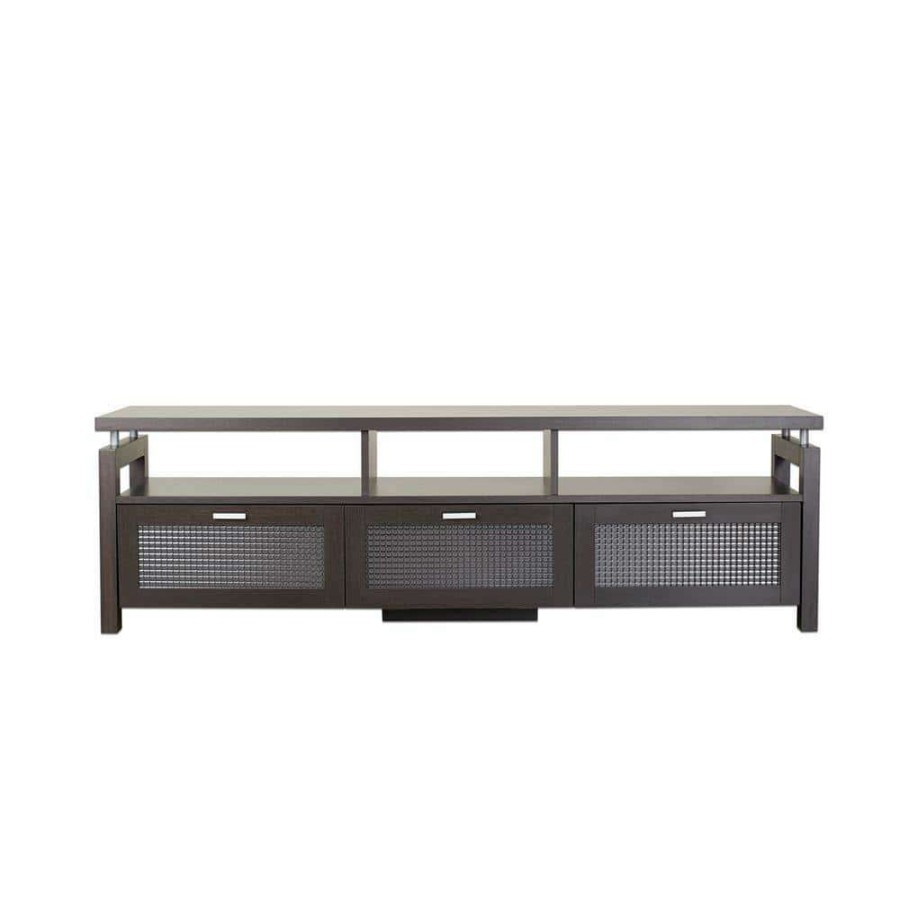 Living Room Furniture * | Chence 71 In. Espresso Particle Board Tv Stand Fits Tvs Up To 80 In. With Storage Doors By Furniture Of America