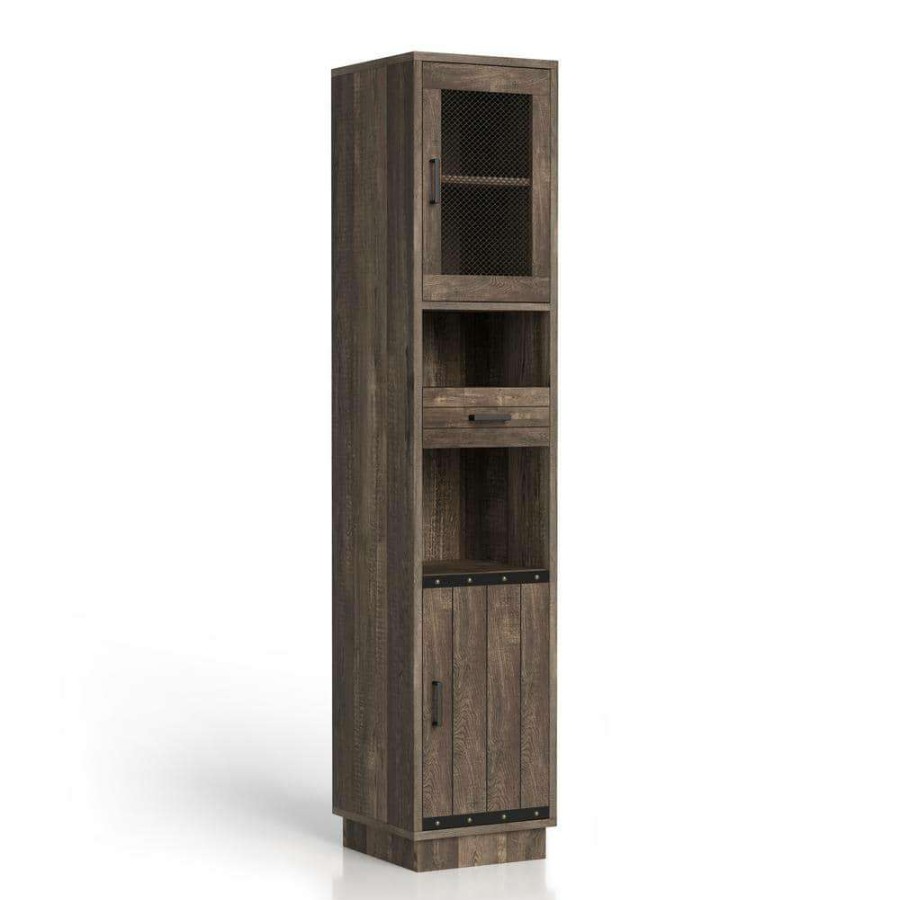 Living Room Furniture * | Coopern Reclaimed Oak 4-Shelf Tv Tower By Furniture Of America