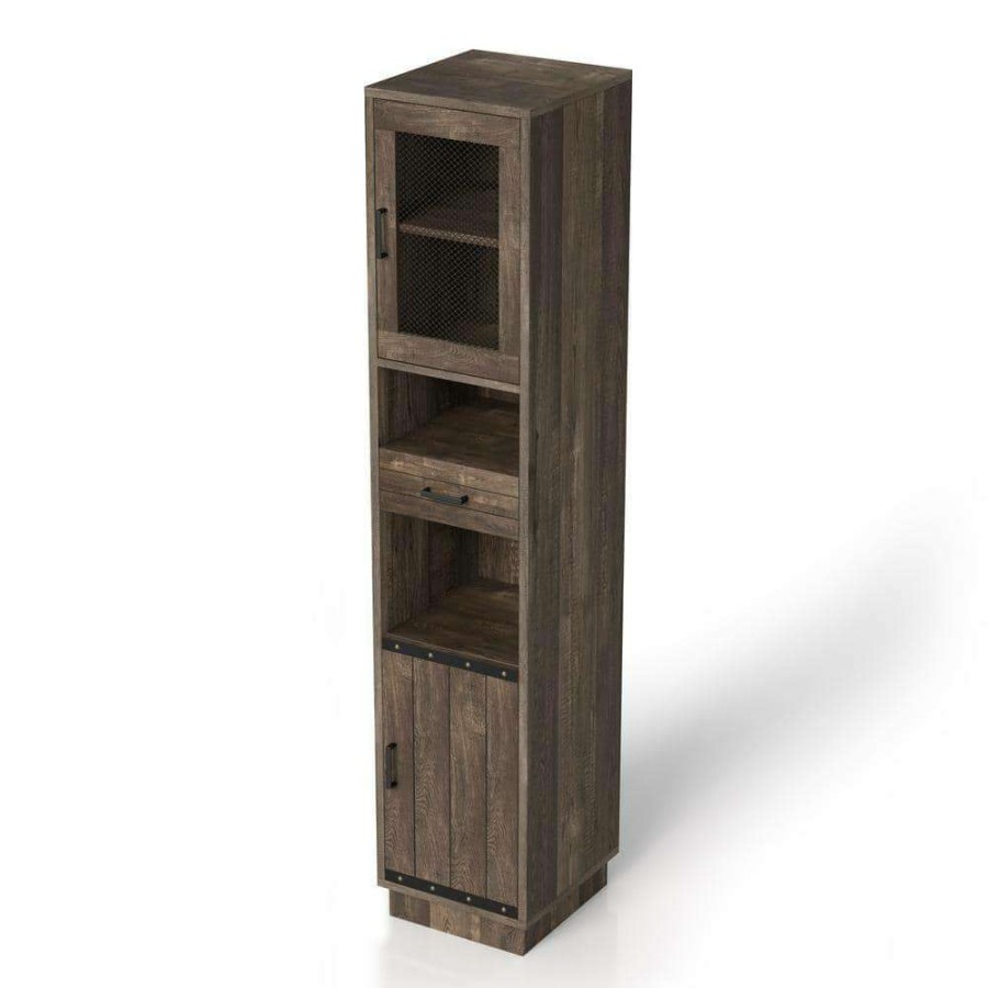 Living Room Furniture * | Coopern Reclaimed Oak 4-Shelf Tv Tower By Furniture Of America