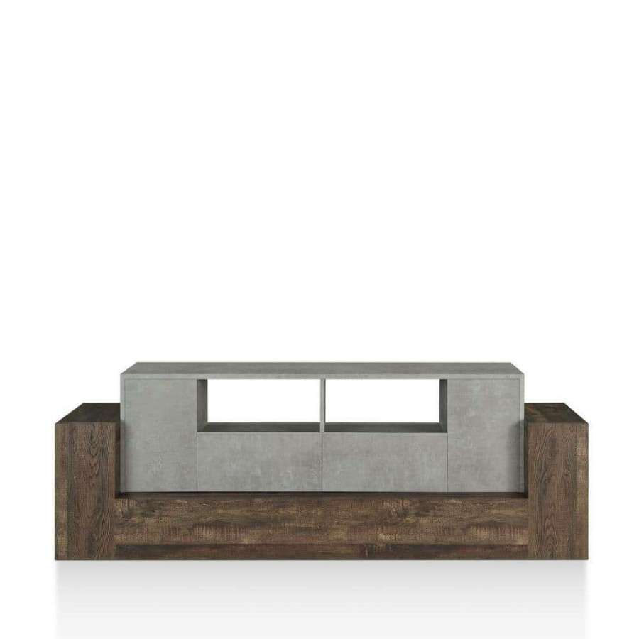 Living Room Furniture * | Baeza 70.86 In. Fits Tv'S Up To 80 In. Reclaimed Oak Storage Tv Stand By Furniture Of America