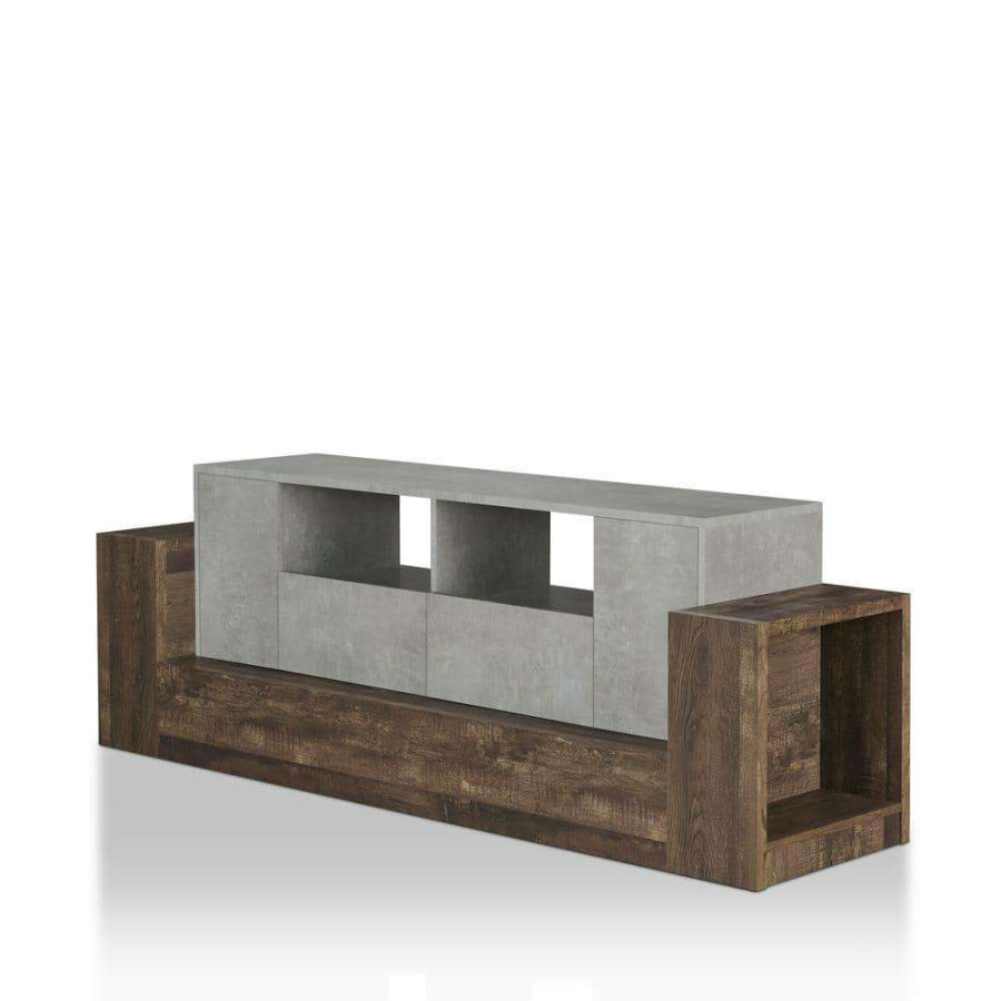 Living Room Furniture * | Baeza 70.86 In. Fits Tv'S Up To 80 In. Reclaimed Oak Storage Tv Stand By Furniture Of America