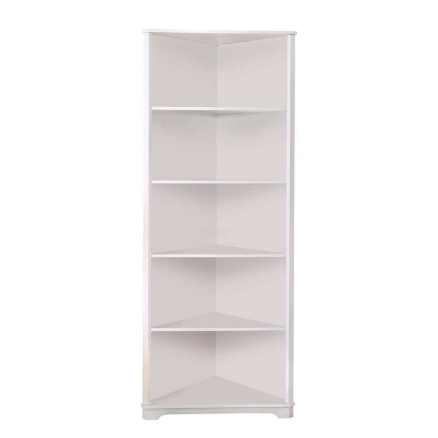 Home Office Furniture * | Paggie 78 In. White Wood 6-Shelf Accent Corner Bookcase By Furniture Of America