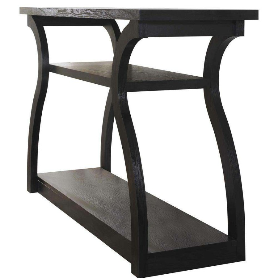 Living Room Furniture * | Adrianna 48 In. Black Standard Rectangle Wood Console Table With Storage By Furniture Of America