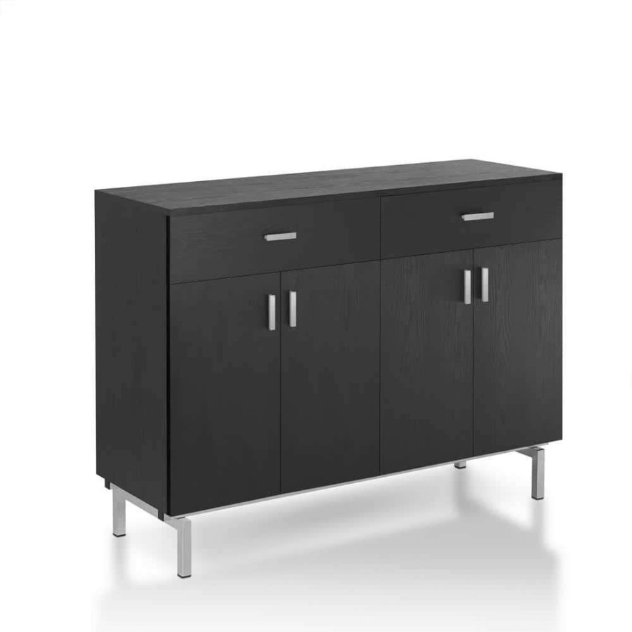 Kitchen & Dining Room Furniture * | Lanai Black Buffet With 2-Drawer By Furniture Of America