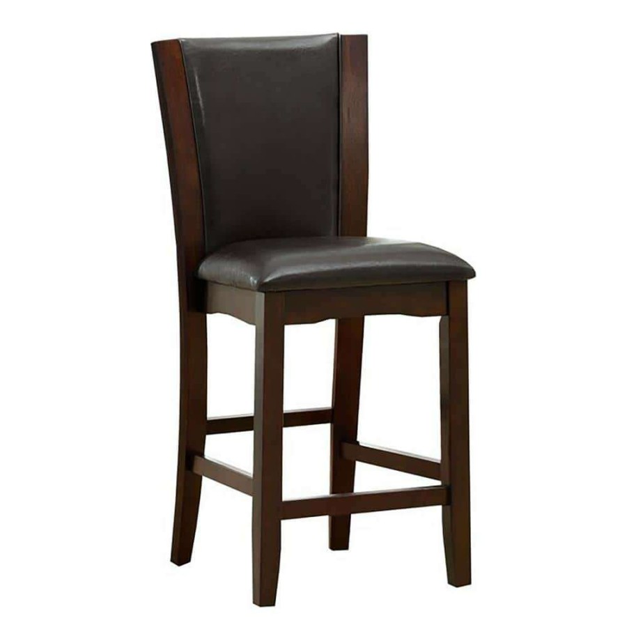 Kitchen & Dining Room Furniture * | Hirro Brown Cherry And Black Faux Leather Counter Height Side Chair (Set Of 2) By Furniture Of America