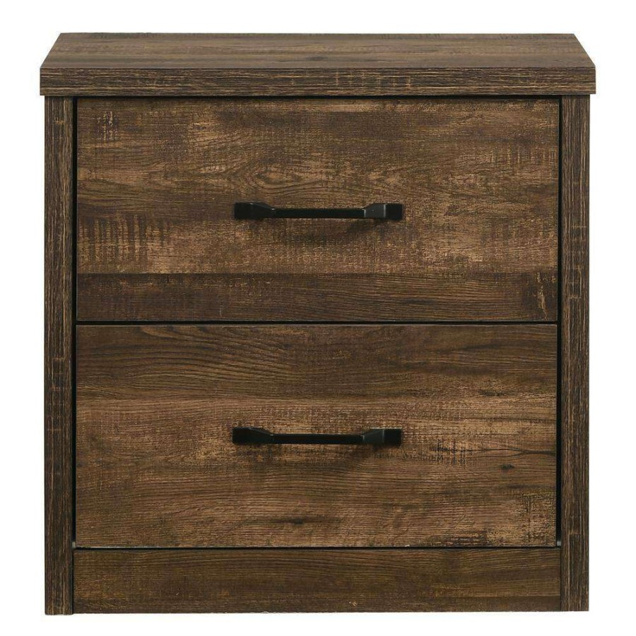 Bedroom Furniture * | Jamson 2-Drawer Walnut Nightstand With Usb Port (23.5 In. H X 23.5 In. W X 15.63 In. D) By Furniture Of America