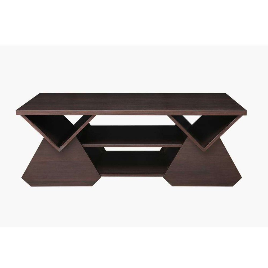 Living Room Furniture * | Arden 48 In. Espresso Large Rectangle Wood Coffee Table With Shelf By Furniture Of America