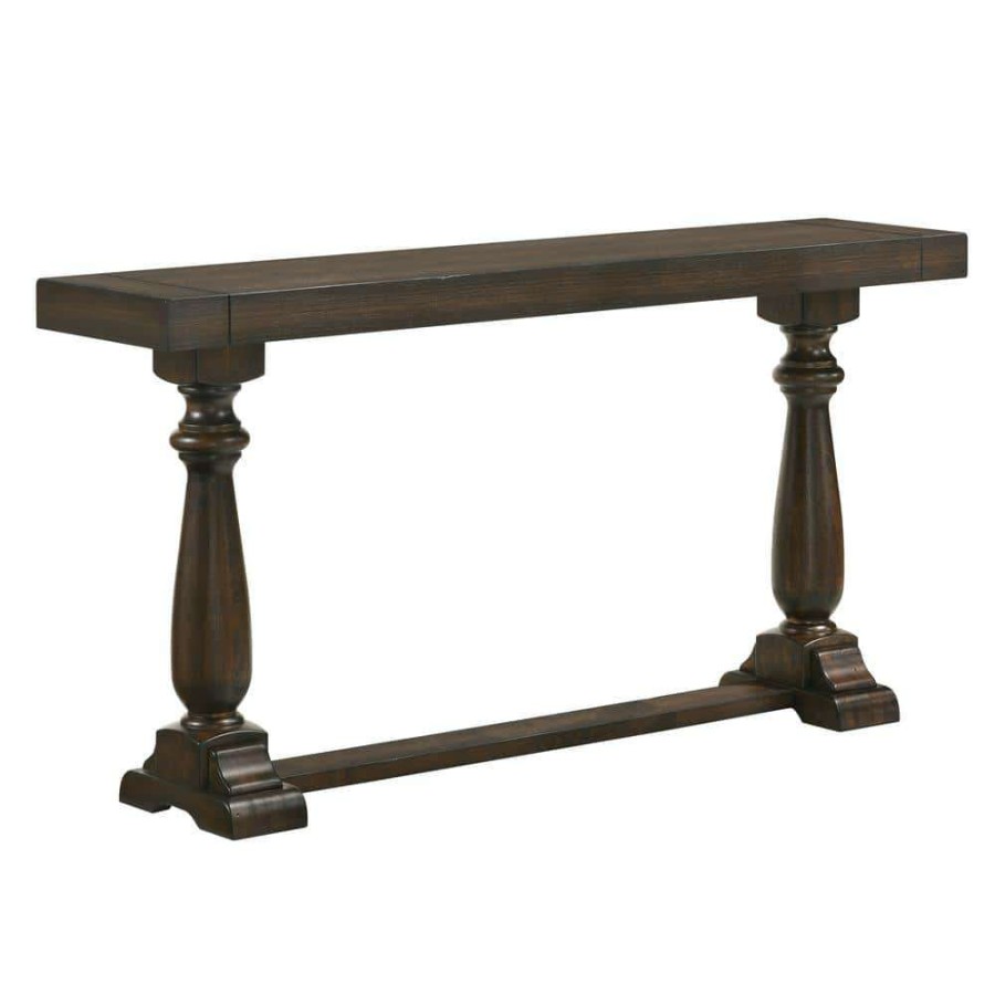 Living Room Furniture * | Terraza 59 In. Dark Walnut Rectangle Wood Console Table By Furniture Of America