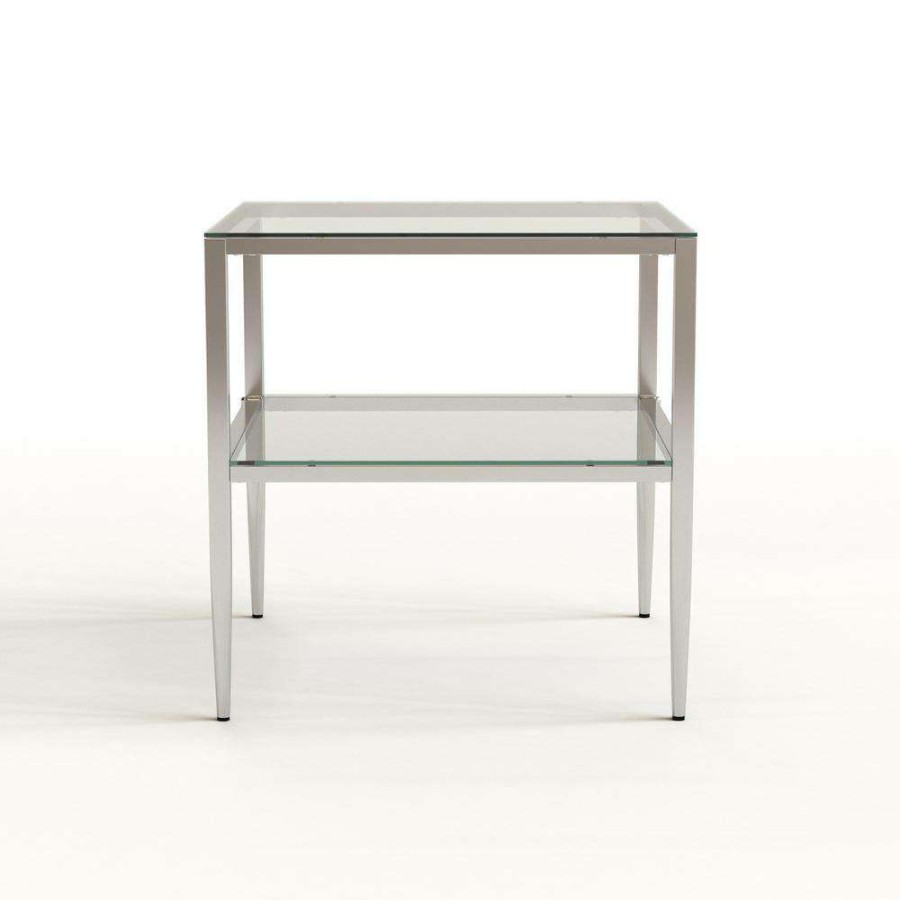 Living Room Furniture * | Harlyenne 22 In. Chrome Square Glass End Table By Furniture Of America