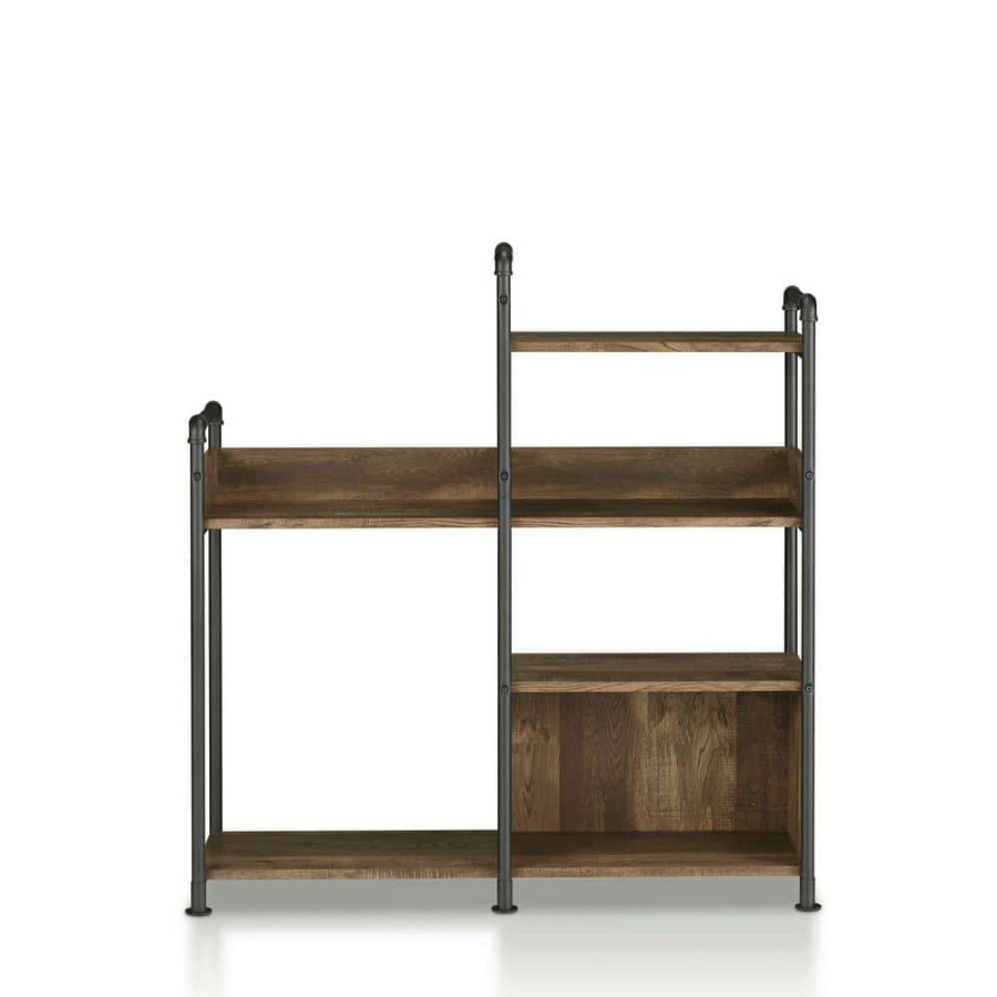 Home Office Furniture * | Verdana 47.24 In. Wide Reclaimed Oak 6-Shelf Standard Bookcase By Furniture Of America