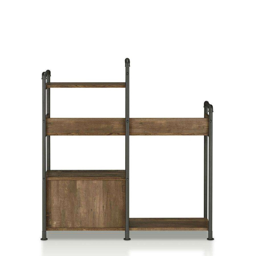 Home Office Furniture * | Verdana 47.24 In. Wide Reclaimed Oak 6-Shelf Standard Bookcase By Furniture Of America