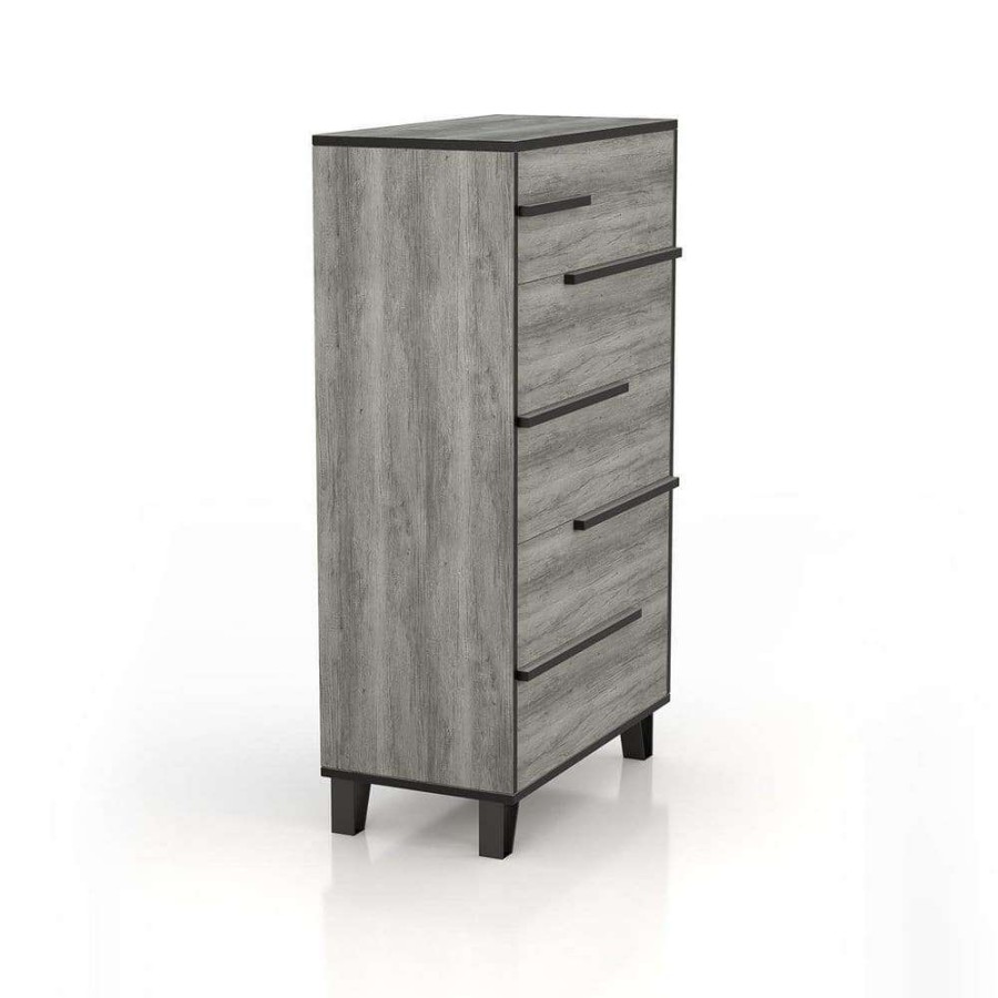 Bedroom Furniture * | Taneytown 5-Drawer Vintage Gray Oak Dresser (53.07 In. H X 31.5 In. W X 16.65) By Furniture Of America