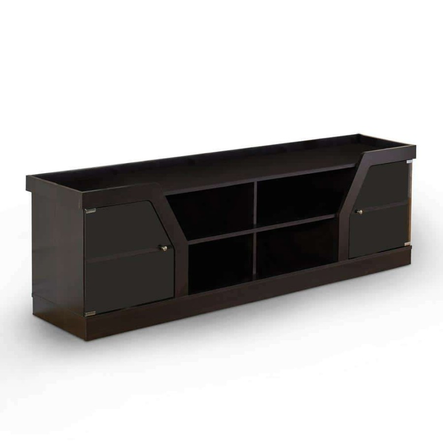 Living Room Furniture * | Olenve 71 In. Espresso Particle Board Tv Stand Fits Tvs Up To 80 In. With Storage Doors By Furniture Of America