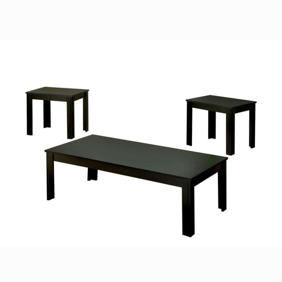 Living Room Furniture * | Wilburre 47.63 In. Black Rectangle Wood Coffee Table Set With 3-Pieces By Furniture Of America