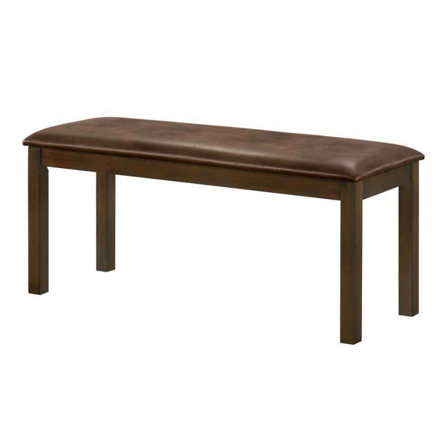 Kitchen & Dining Room Furniture * | Ederie Walnut And Brown Dining Bench By Furniture Of America