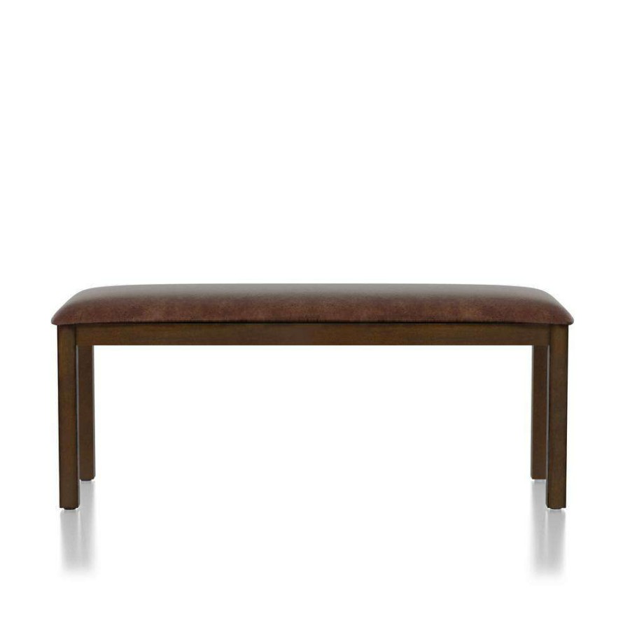 Kitchen & Dining Room Furniture * | Ederie Walnut And Brown Dining Bench By Furniture Of America