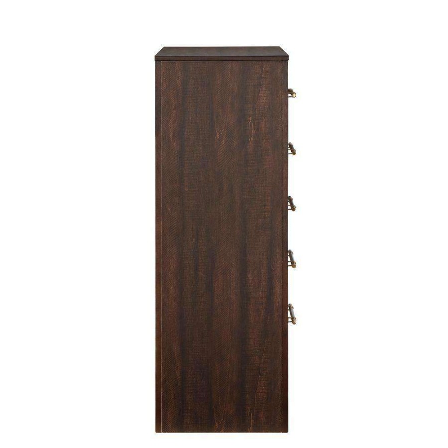 Bedroom Furniture * | Barthonelle 5-Drawer Walnut Chest Of Drawers (48 In. H X 34 In. W X 17 In. D) By Furniture Of America