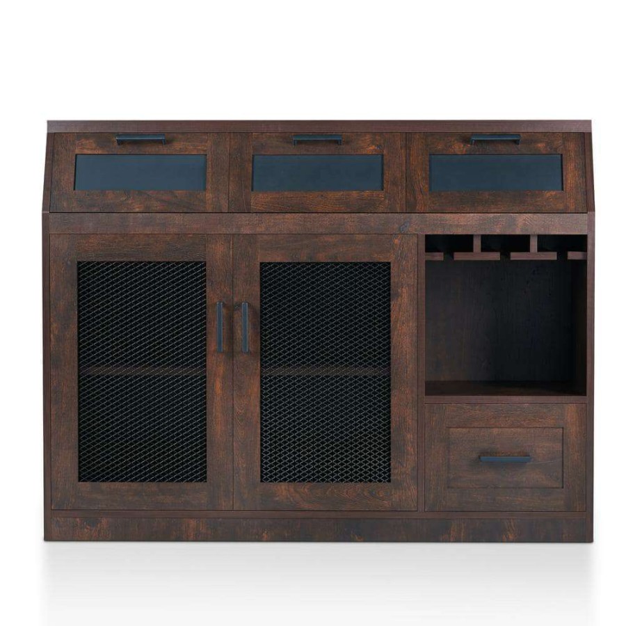 Kitchen & Dining Room Furniture * | Noguchi Vintage Walnut Buffet With 4-Drawer By Furniture Of America