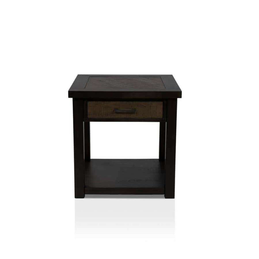 Living Room Furniture * | Palka 1-Drawer Dark Oak End Table By Furniture Of America