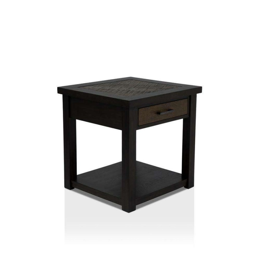 Living Room Furniture * | Palka 1-Drawer Dark Oak End Table By Furniture Of America