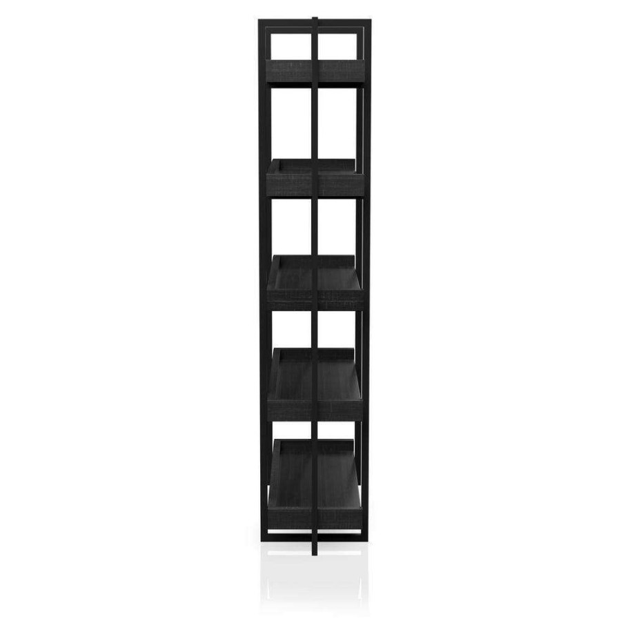 Home Office Furniture * | Kimbra 40.5 In. W X 72 In. H X 15.38 In. D Black 5-Tier Ladder Shelf By Furniture Of America