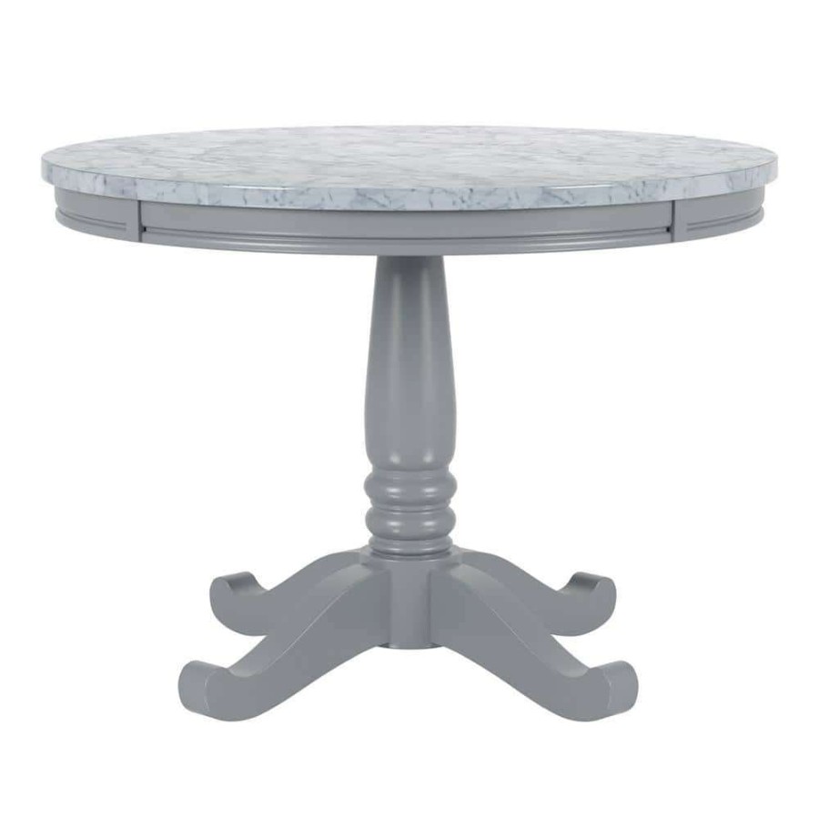 Kitchen & Dining Room Furniture * | Tatine 42 In. Round White And Gray Faux Marble Top Dining Table By Furniture Of America