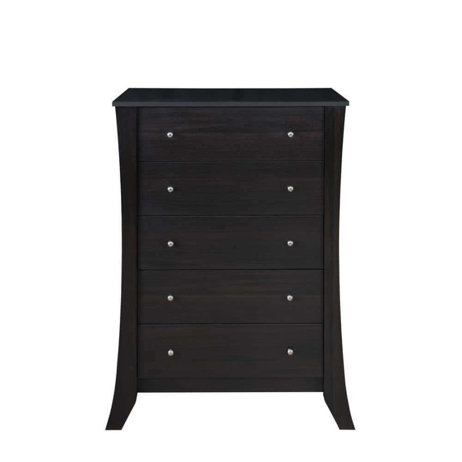 Bedroom Furniture * | Floren 5-Drawer Espresso Dresser By Furniture Of America