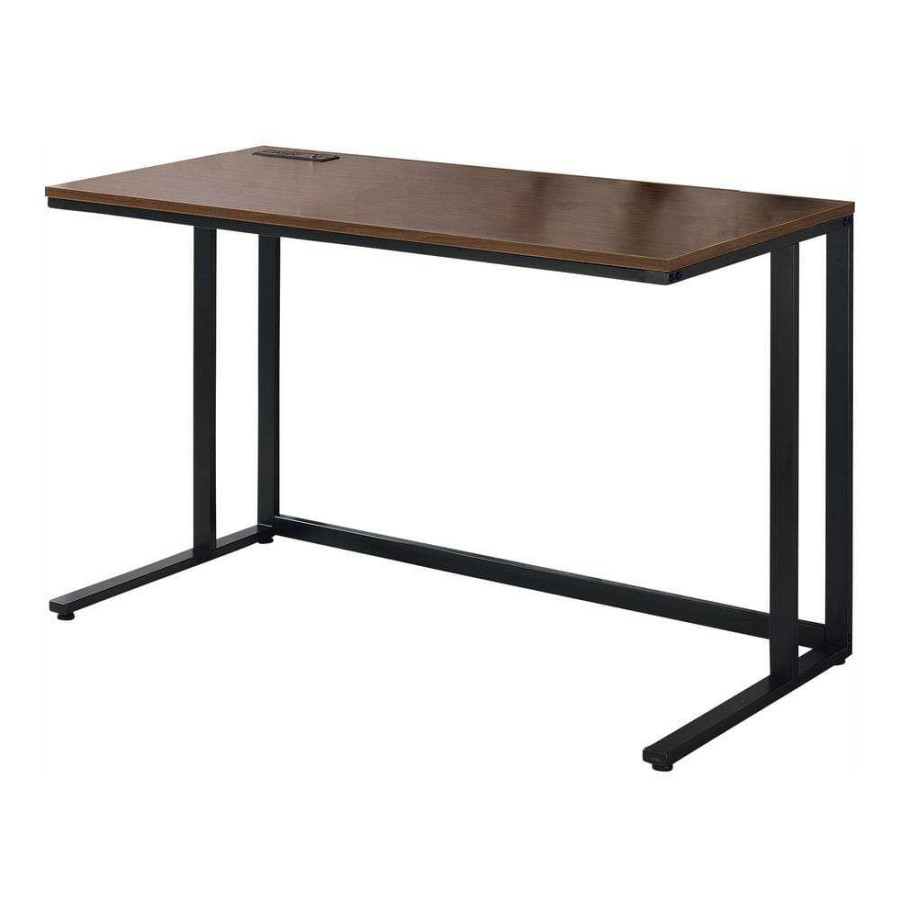 Home Office Furniture * | Pilmco 47 In. Rectangular Walnut And Black Coating Writing Desk By Furniture Of America