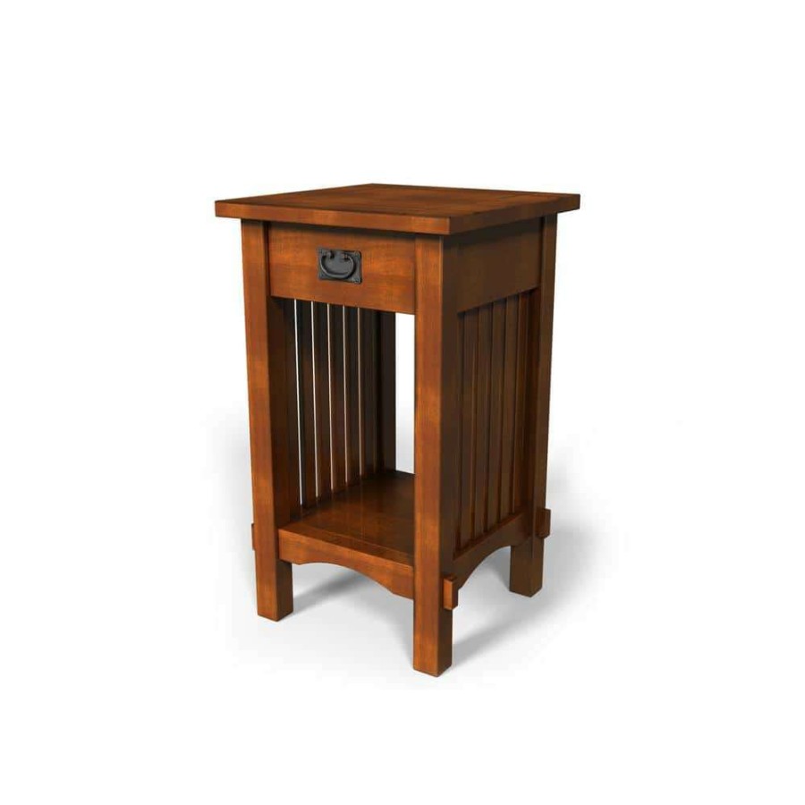 Living Room Furniture * | Tatum Antique Oak Single Drawer Side Table By Furniture Of America